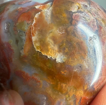 Sea Jasper Heart Carving | Natural Ocean Jasper Crystal Heart | Polished Stone Heart Mineral Specimen for Collectors & Display