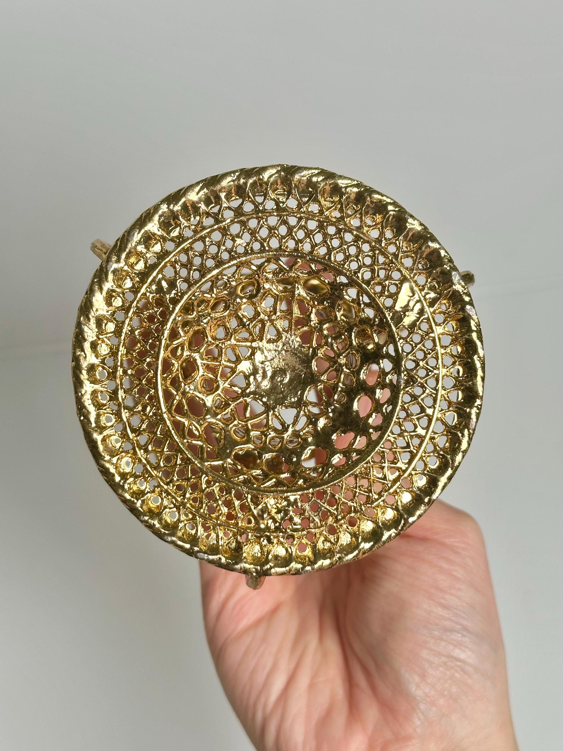 Ornate Brass Candle Holder Double Sphere Holder | Metal Crystal Ball Stand | Decorative Dual Orb Display Base Collectors Home Decor Accent