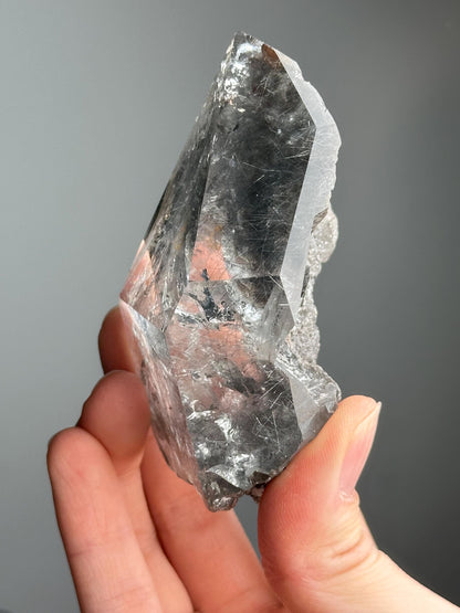 Blue Tara Indicolite Rutile in Quartz Freeform with Stand | Natural Blue Rutile Included Quartz Sculpture | Mineral Specimen Display