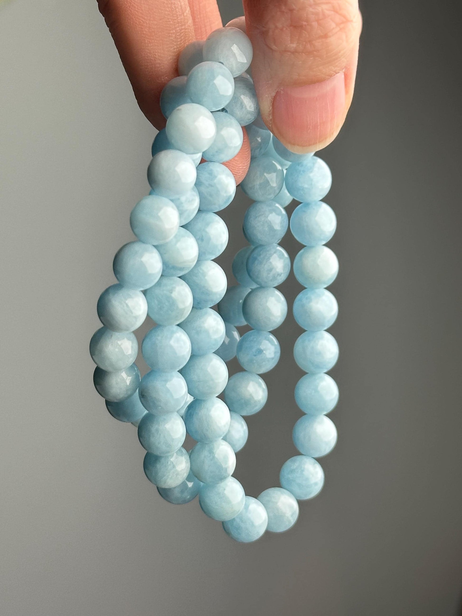 Aquamarine Bracelet | Natural Aquamarine Beaded Jewelry | Polished Gemstone Bracelet for Collectors Fashion Wear Ocean Inspired
