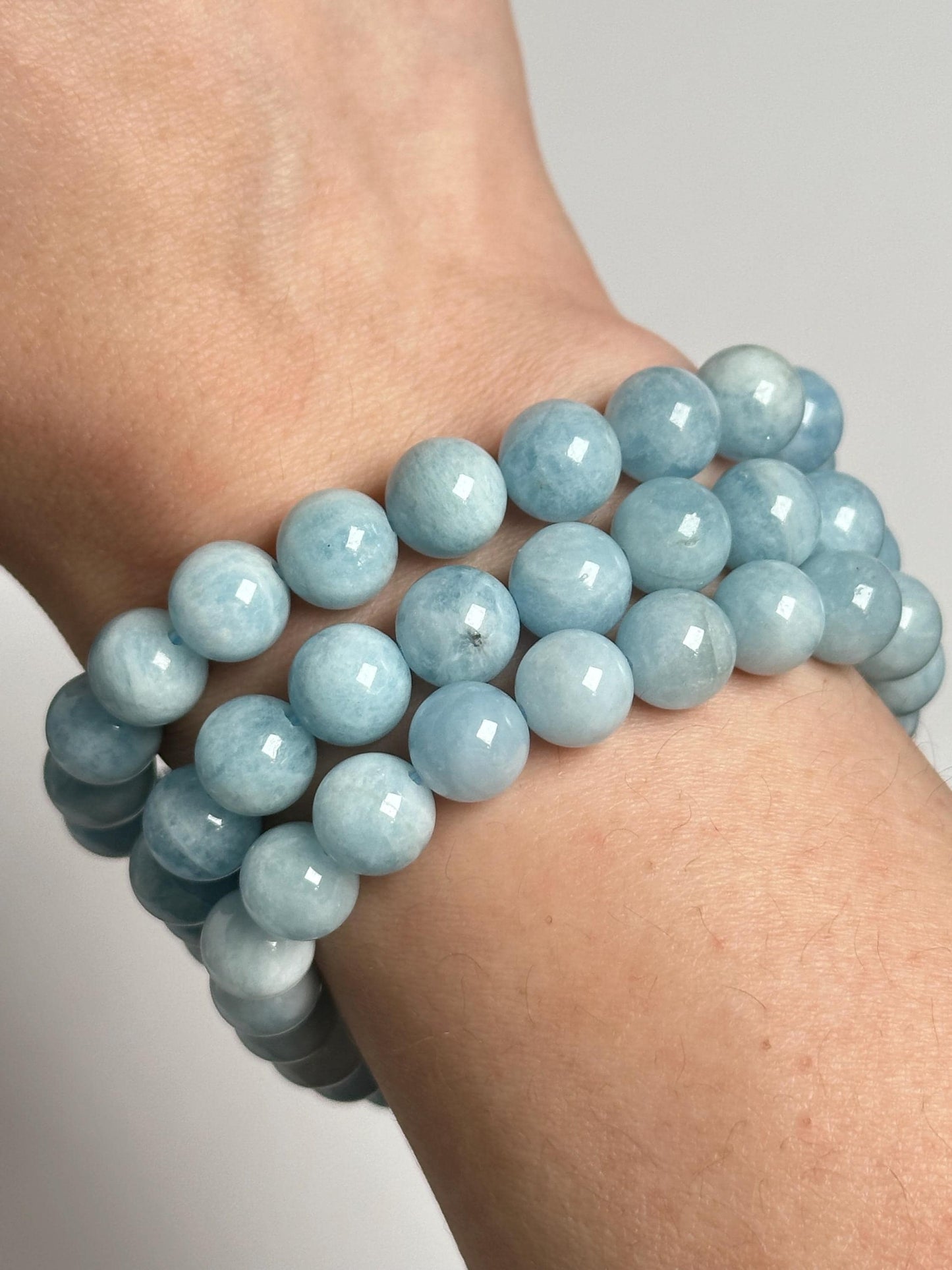 Aquamarine Bracelet | Natural Aquamarine Beaded Jewelry | Polished Gemstone Bracelet for Collectors Fashion Wear Ocean Inspired