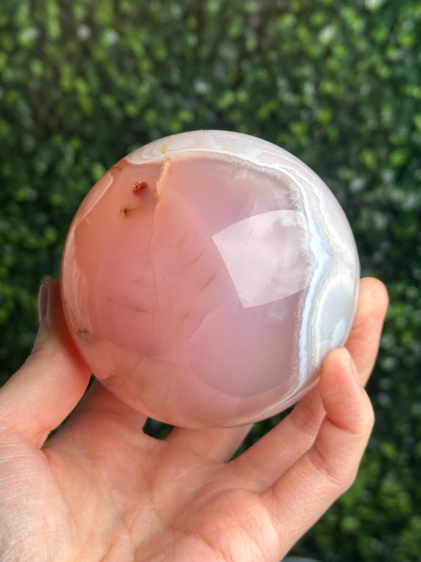 Pink Jelly Agate Sphere | Translucent Crystal Ball | Calming Energy Stone | Decorative Gemstone Orb for Home or Office