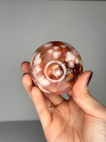Pink Carnelian & Flower Agate Sphere | Soft Peachy Tones with Subtle Banding | Beautiful Crystal Orb for Display or Meditation