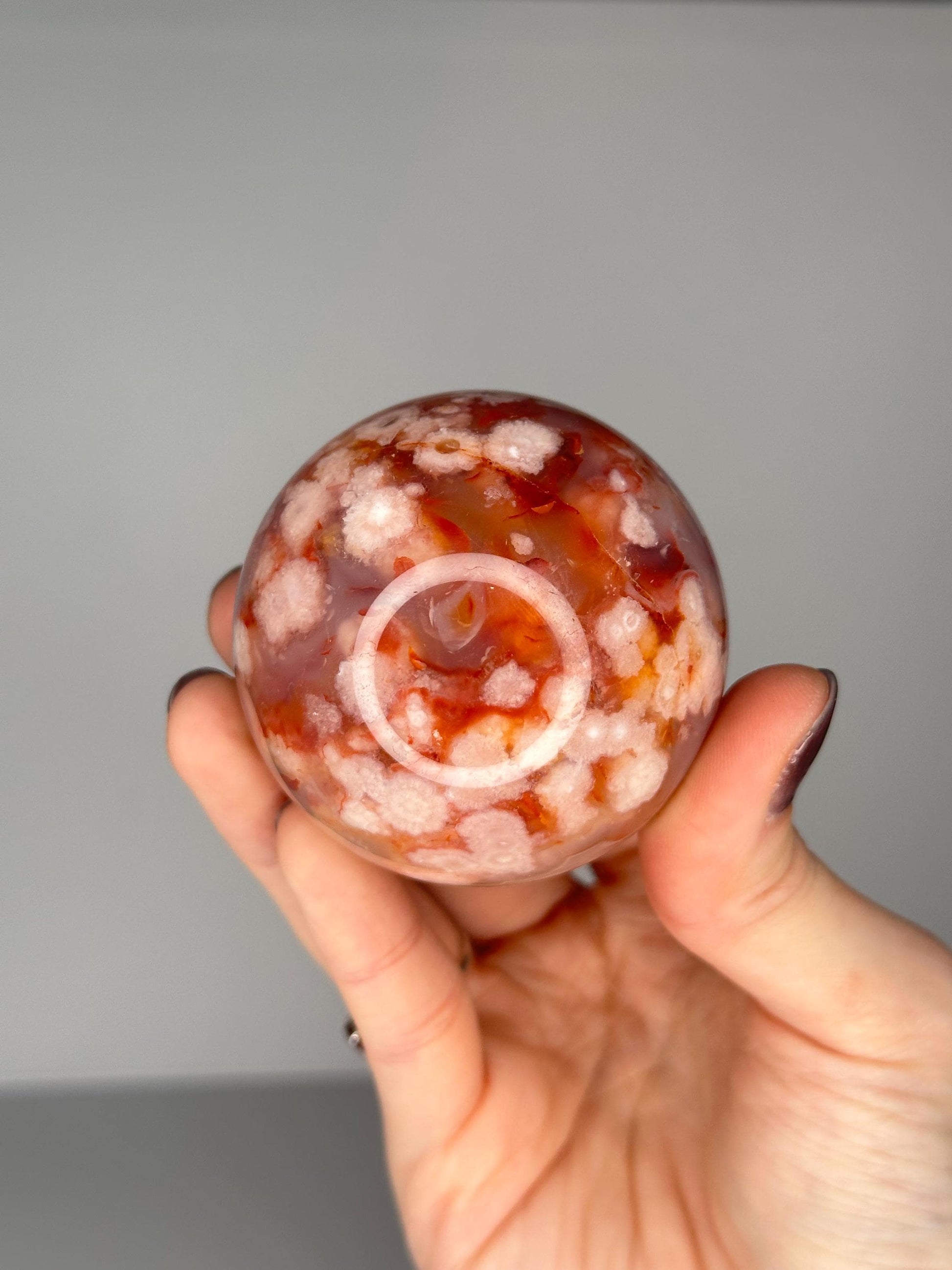 Pink Carnelian & Flower Agate Sphere | Soft Peachy Tones with Subtle Banding | Beautiful Crystal Orb for Display or Meditation