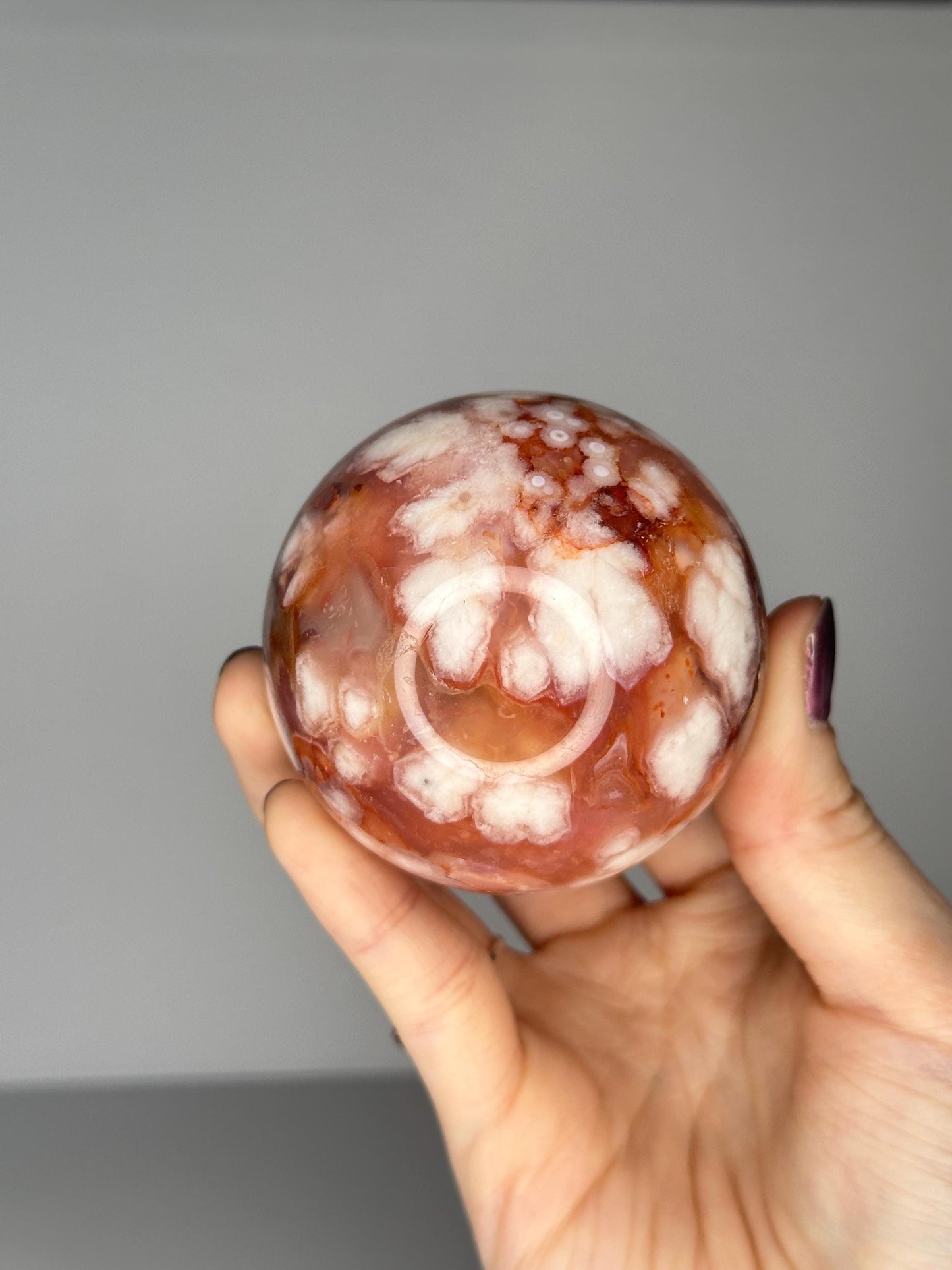 Pink Carnelian & Flower Agate Sphere | Soft Peachy Tones with Subtle Banding | Beautiful Crystal Orb for Display or Meditation