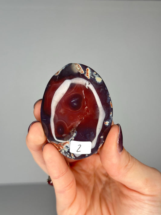 Swazi Agate Palm Stone | Natural Banded Agate Hand Stone | Smooth Polished Mineral Specimen for Collectors & Display