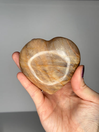 Peach Moonstone Heart | Natural Peach Moonstone Crystal Heart Carving | Polished Mineral Specimen for Collectors Display Decor Accent
