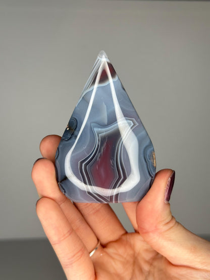Swazi Agate Flame | Natural Banded Agate Crystal Flame Carving | Polished Mineral Specimen for Collectors Display Decor Accent