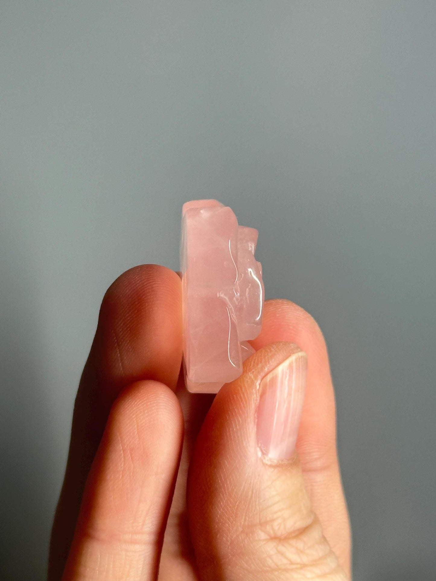 Mini Rose Quartz Rose Carving | Natural Pink Quartz Flower Sculpture | Polished Mineral Figurine for Collectors Display Decor Accent