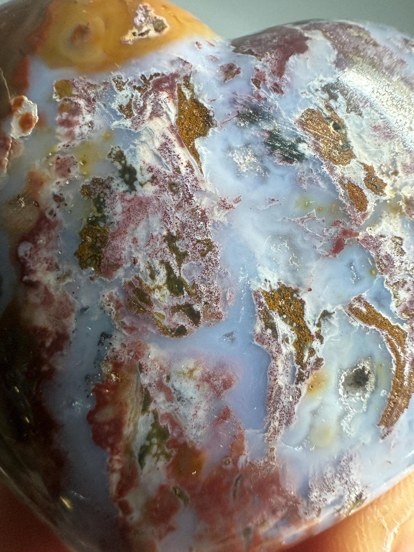 Sea Jasper Heart Carving | Natural Ocean Jasper Crystal Heart | Polished Stone Heart Mineral Specimen for Collectors & Display
