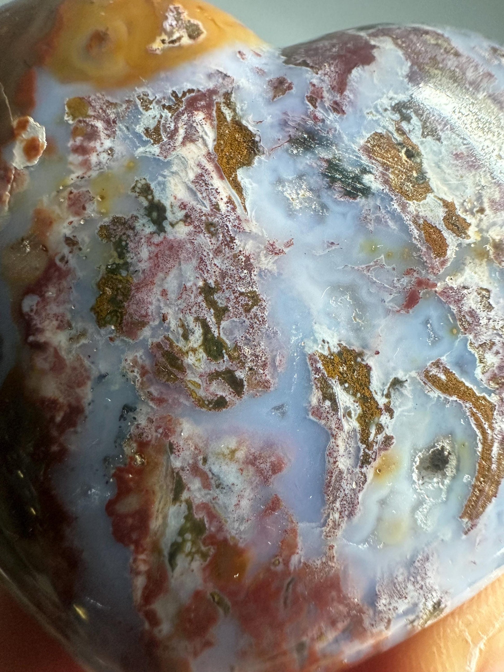 Sea Jasper Heart Carving | Natural Ocean Jasper Crystal Heart | Polished Stone Heart Mineral Specimen for Collectors & Display