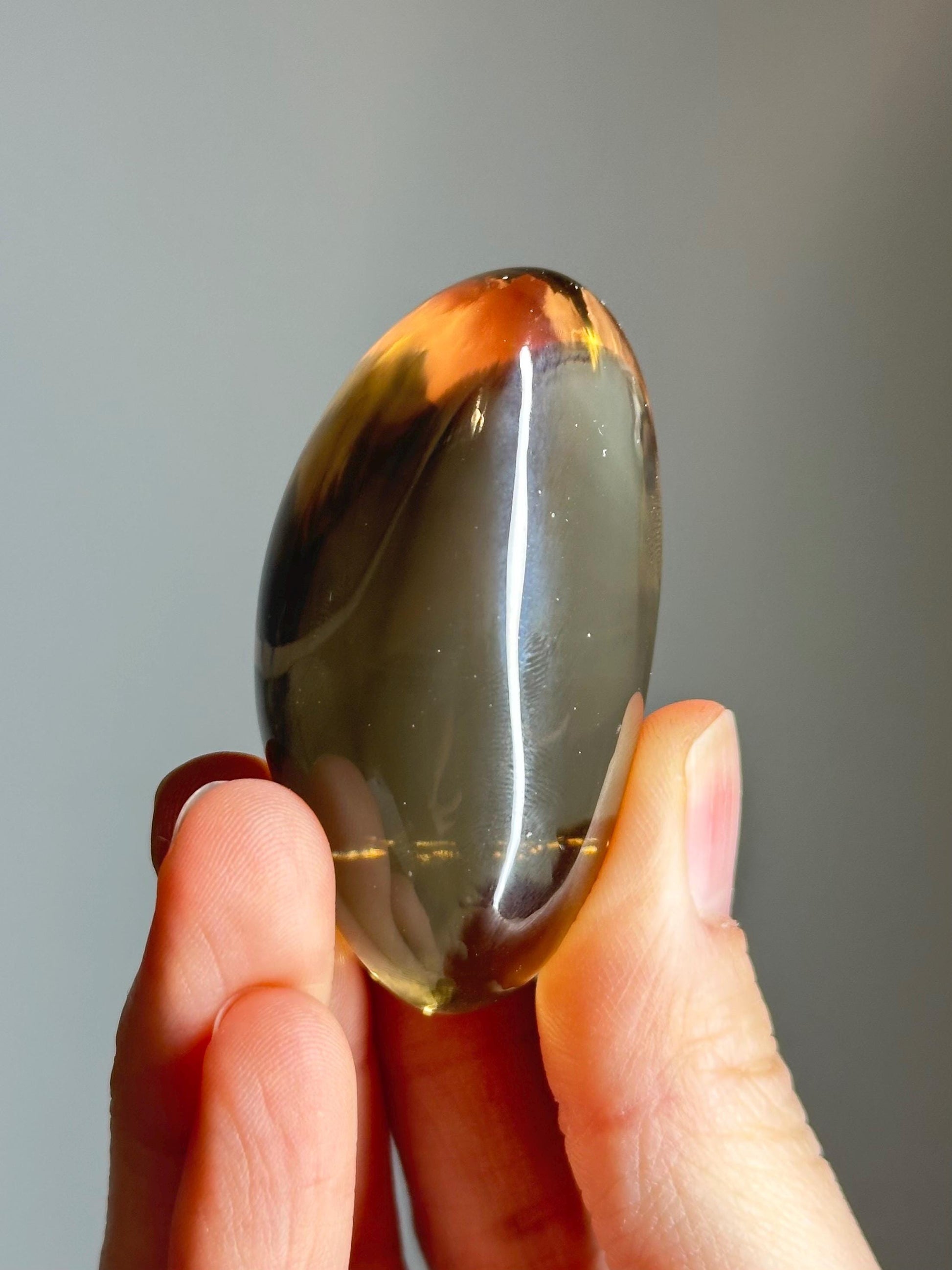 Citrine Palmstone | Natural Smoky Citrine Quartz Hand Stone | Polished Mineral Specimen Collectors Display Decor Accent