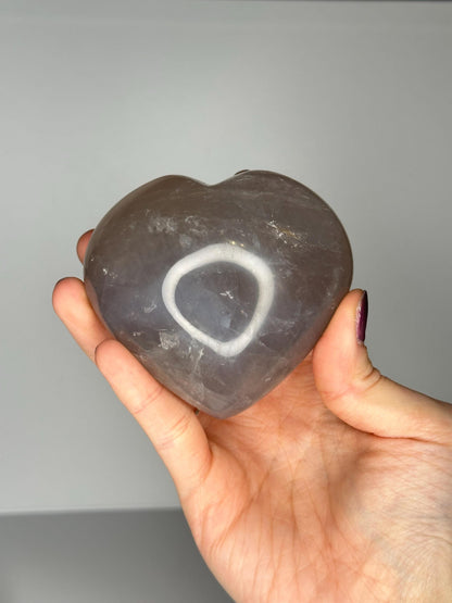 Blue Rose Quartz Heart | Natural Quartz Crystal Heart Display | Polished Stone Decor Piece for Collectors & Home Shelves