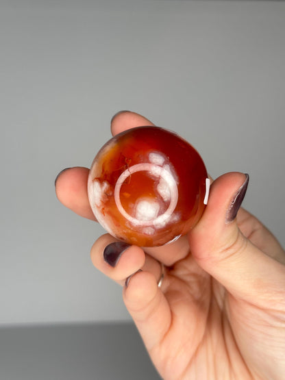 Pink Carnelian & Flower Agate Sphere | Soft Peachy Tones with Subtle Banding | Beautiful Crystal Orb for Display or Meditation