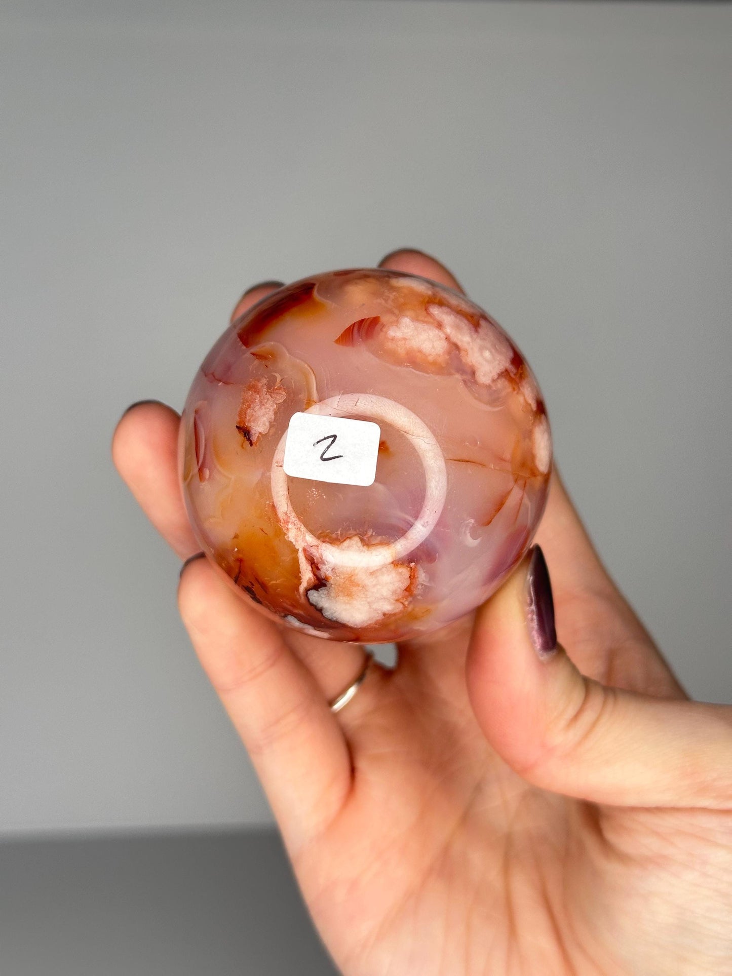 Pink Carnelian & Flower Agate Sphere | Soft Peachy Tones with Subtle Banding | Beautiful Crystal Orb for Display or Meditation