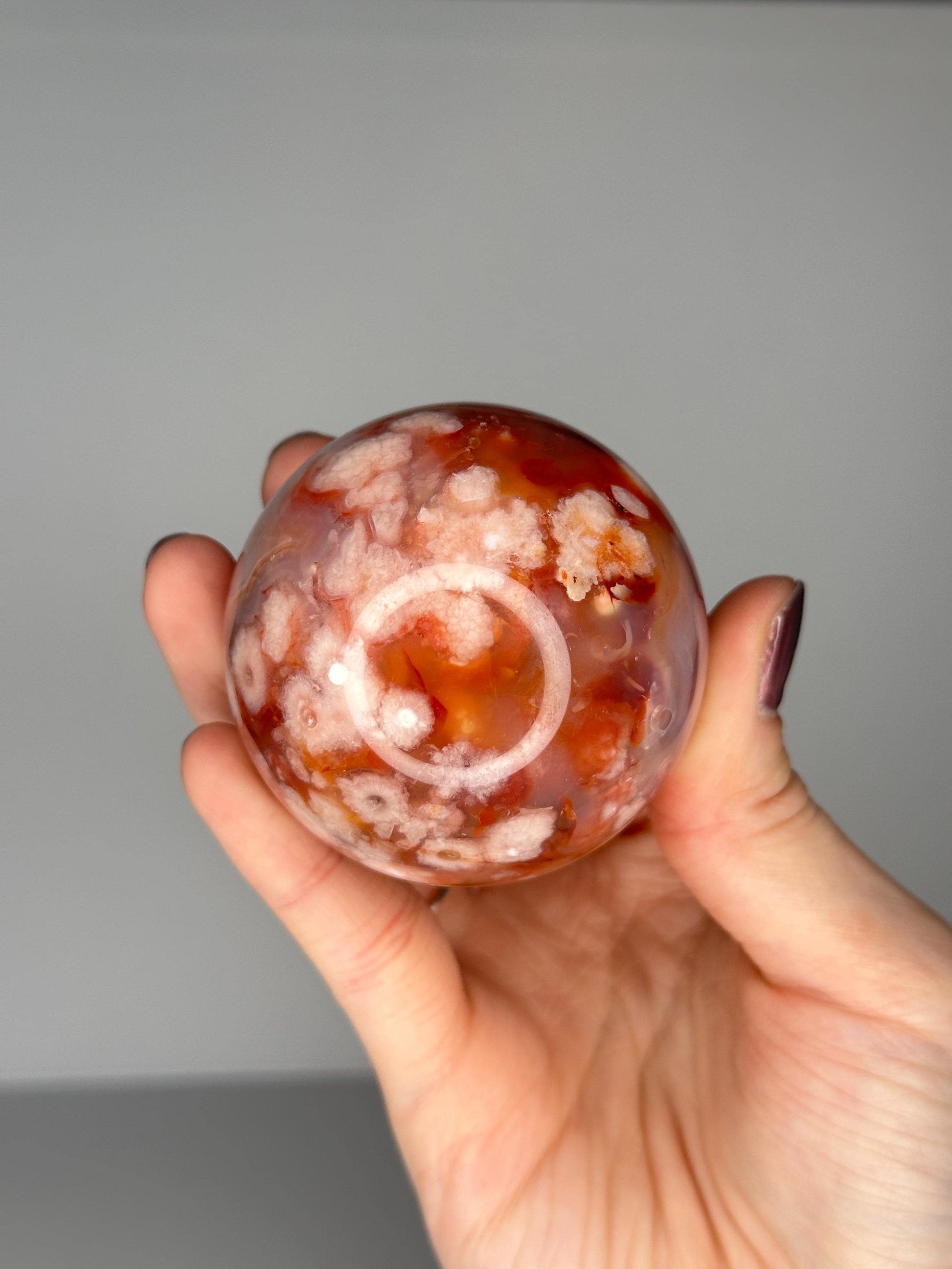 Pink Carnelian & Flower Agate Sphere | Soft Peachy Tones with Subtle Banding | Beautiful Crystal Orb for Display or Meditation