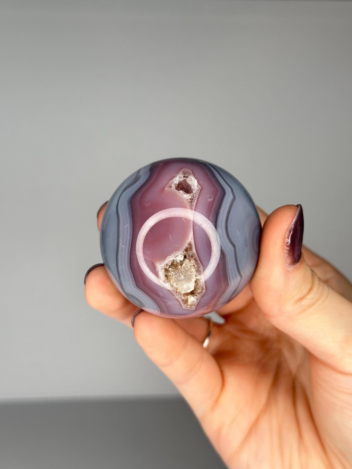 Swazi Agate Sphere | Natural Banded Agate Crystal Ball | Polished Stone Sphere Mineral Specimen for Collectors & Display