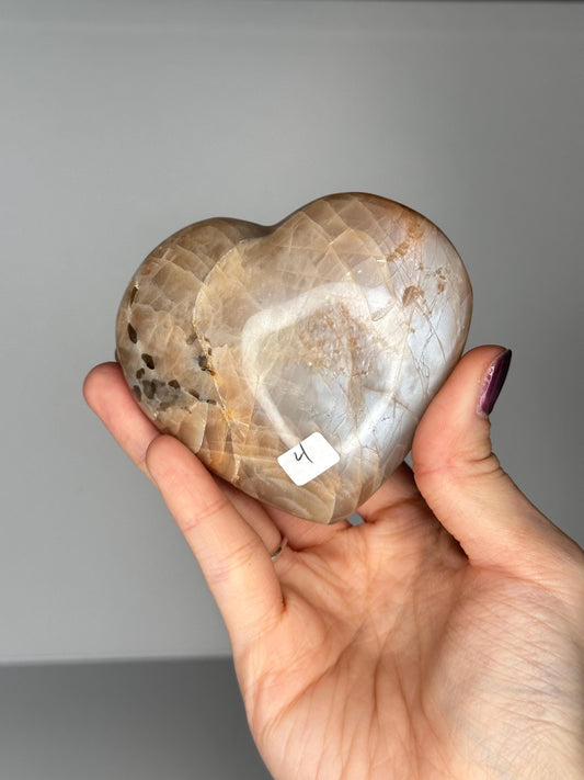 Peach Moonstone Heart | Natural Peach Moonstone Crystal Heart Carving | Polished Mineral Specimen for Collectors Display Decor Accent