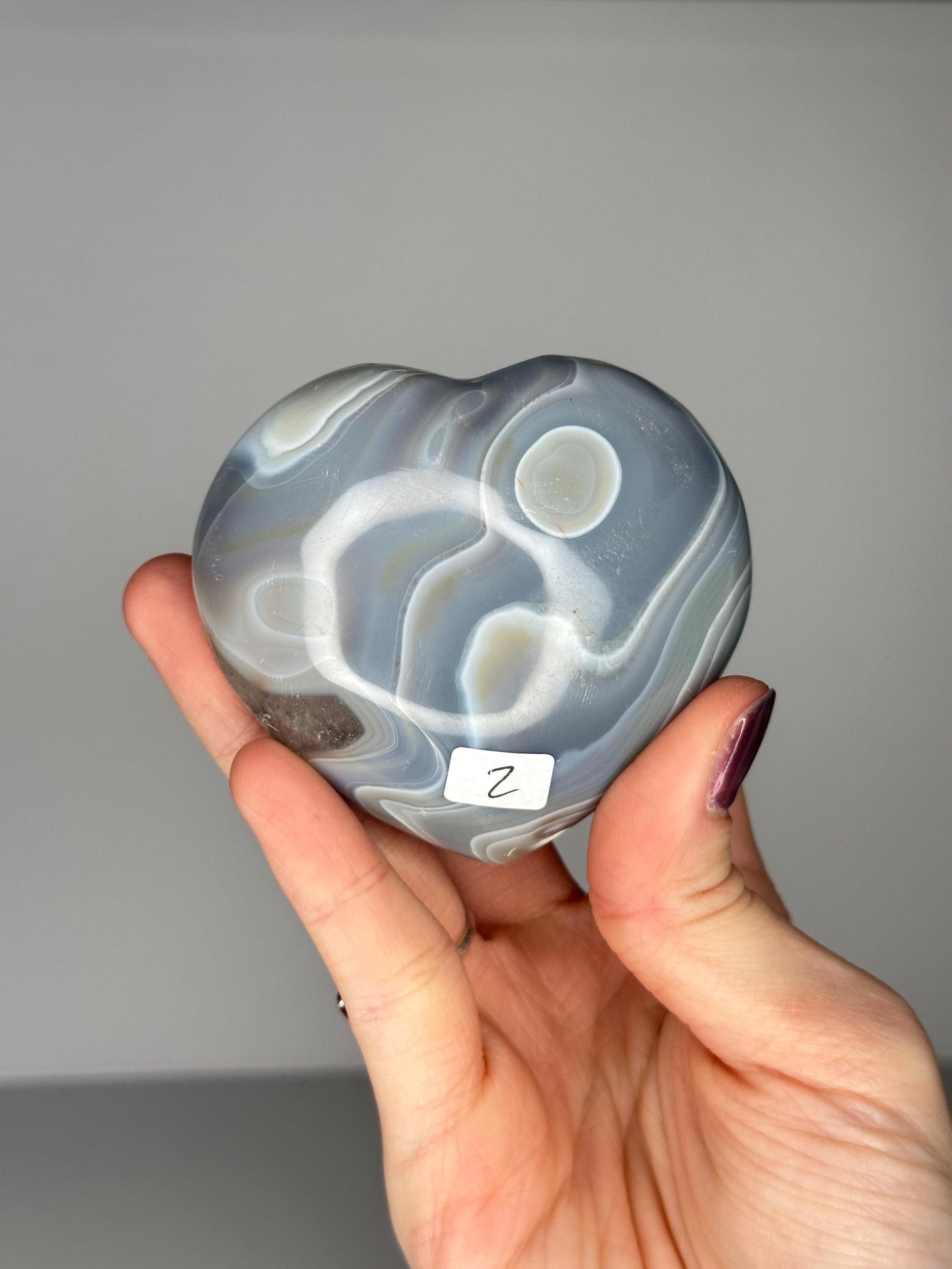 Orca Agate Heart Banded | Natural Banded Agate Crystal Heart Carving | Polished Mineral Specimen for Collectors Display Decor Accent
