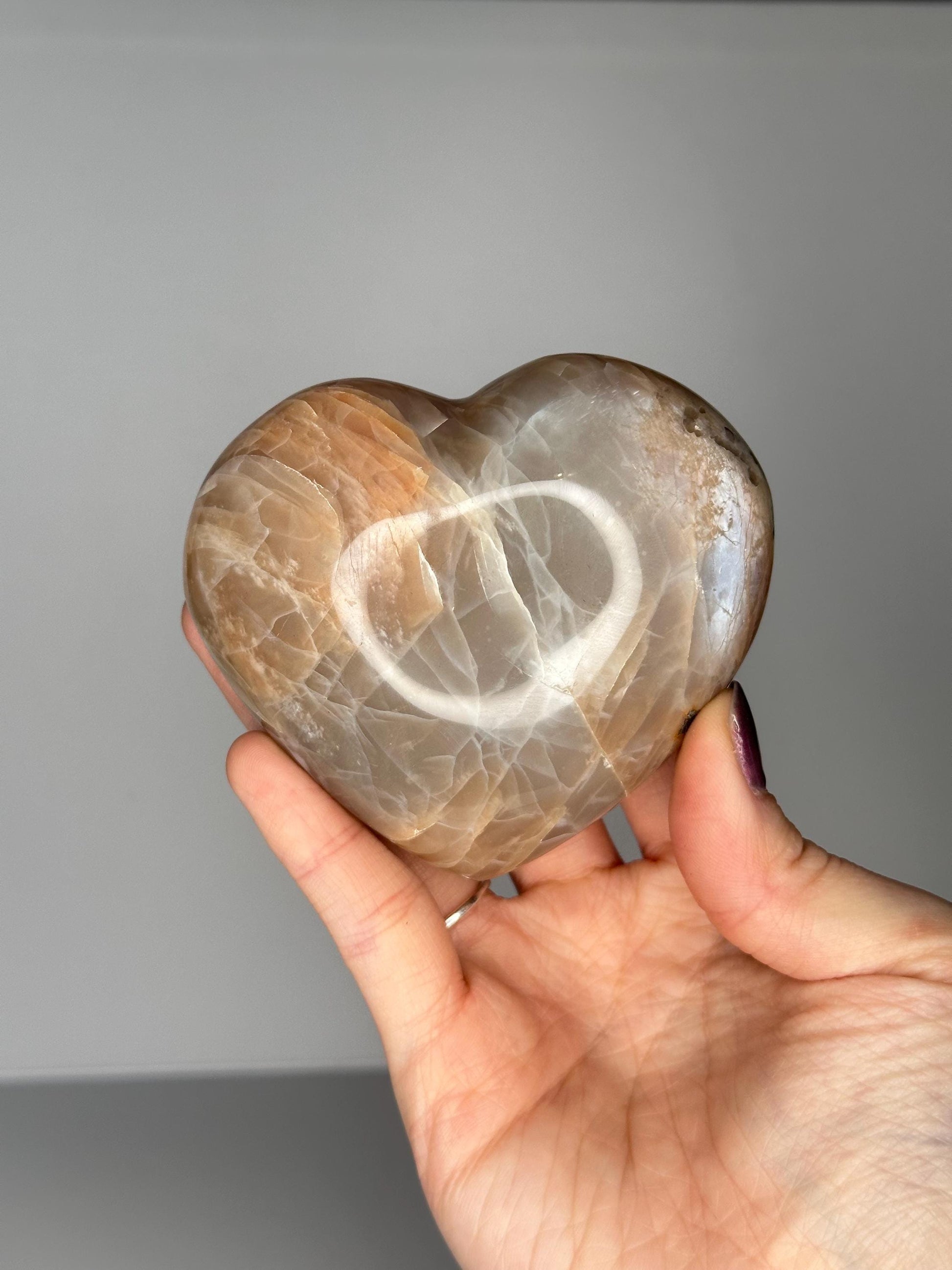 Peach Moonstone Heart | Natural Peach Moonstone Crystal Heart Carving | Polished Mineral Specimen for Collectors Display Decor Accent