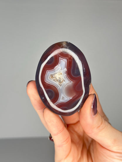Swazi Agate Palm Stone | Natural Banded Agate Hand Stone | Smooth Polished Mineral Specimen for Collectors & Display