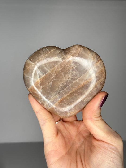 Peach Moonstone Heart | Natural Peach Moonstone Crystal Heart Carving | Polished Mineral Specimen for Collectors Display Decor Accent