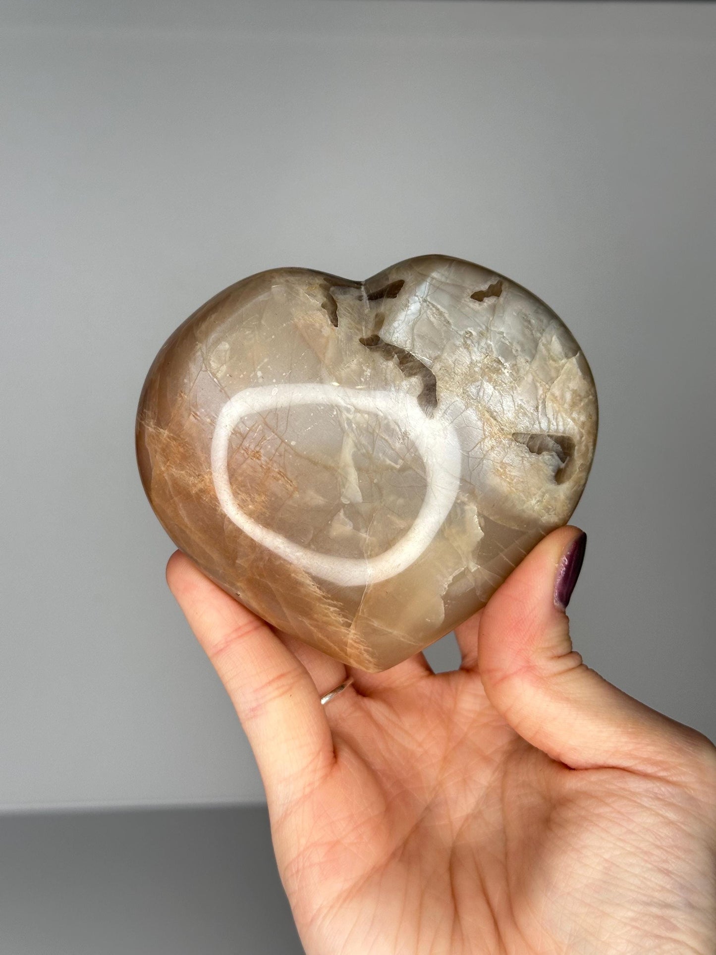 Peach Moonstone Heart | Natural Peach Moonstone Crystal Heart Carving | Polished Mineral Specimen for Collectors Display Decor Accent