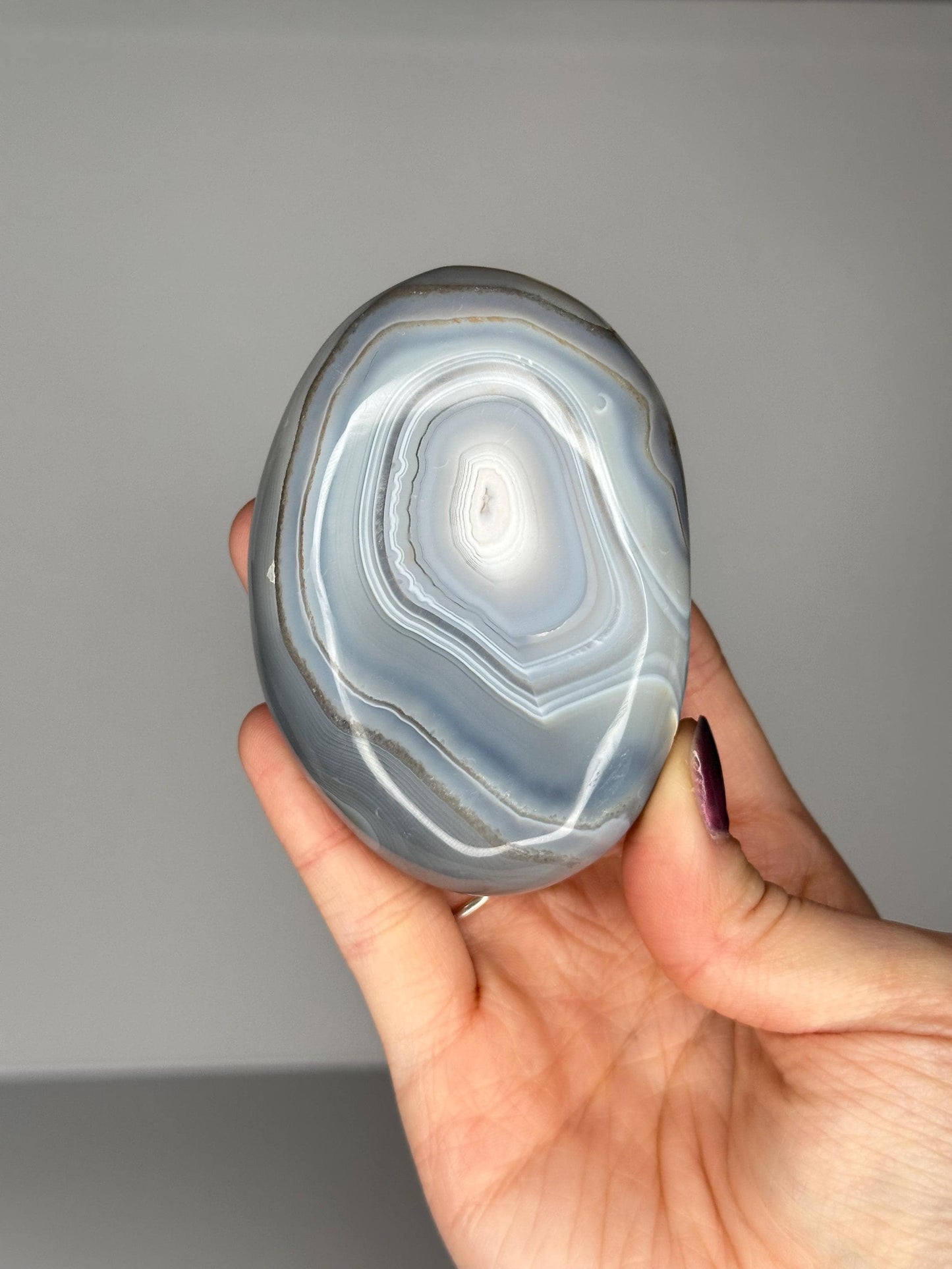 Orca Agate Palmstone | Natural Banded Agate Hand Stone | Polished Mineral Specimen for Collectors Display Decor Accent