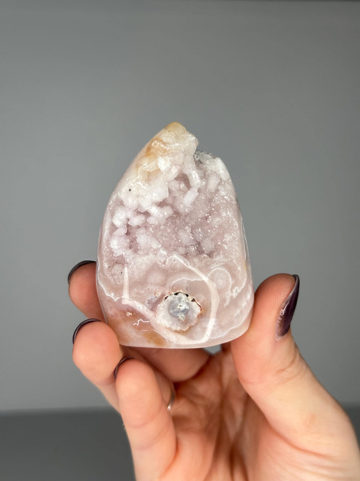Pink Amethyst Flower Agate Flame | Natural Pastel Crystal Tower | Druzy Quartz Carving for Love, Peace & Collectors