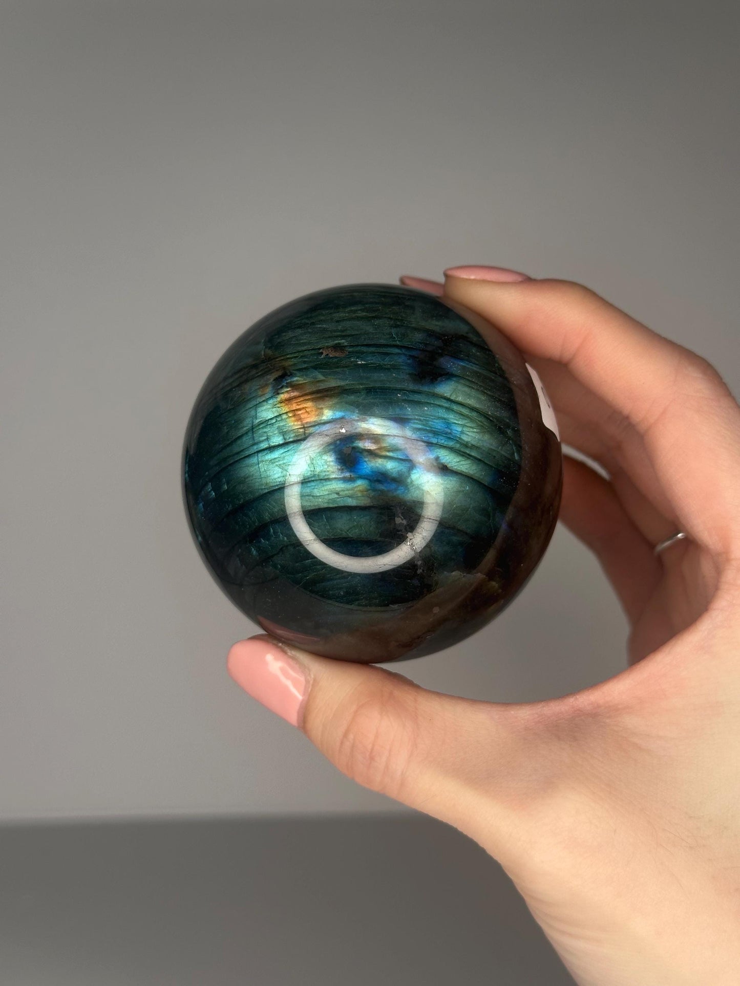 Labradorite Sphere | Natural Labradorite Crystal Ball | Flashing Stone Orb for Home Decor Display Aesthetic Shelf Styling Accent Piece