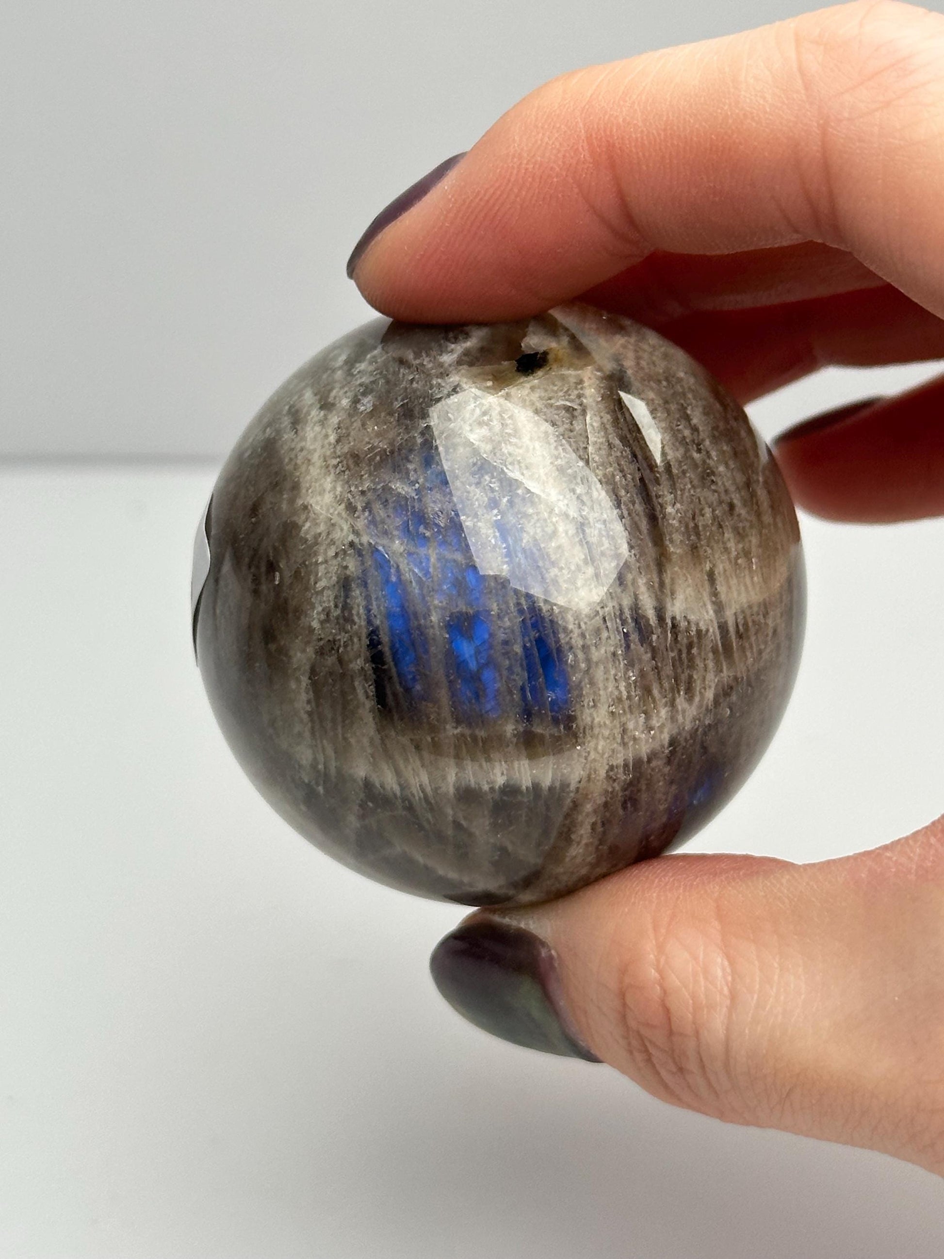 Moonstone Sphere | Natural Moonstone Crystal Ball | Flashing Feldspar Stone Orb for Home Decor Display Aesthetic Accent Piece