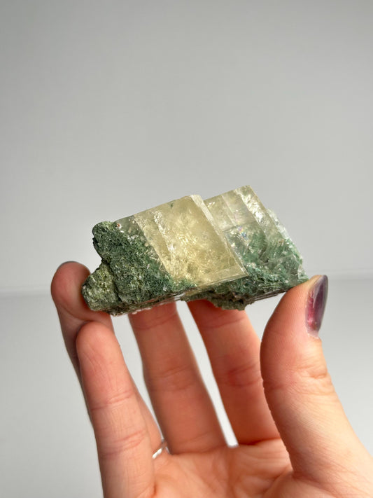 Calcite with Moss Inclusions Specimen | Natural Included Calcite Crystal | Unique Mineral Display Piece for Home Decor Shelf Accent