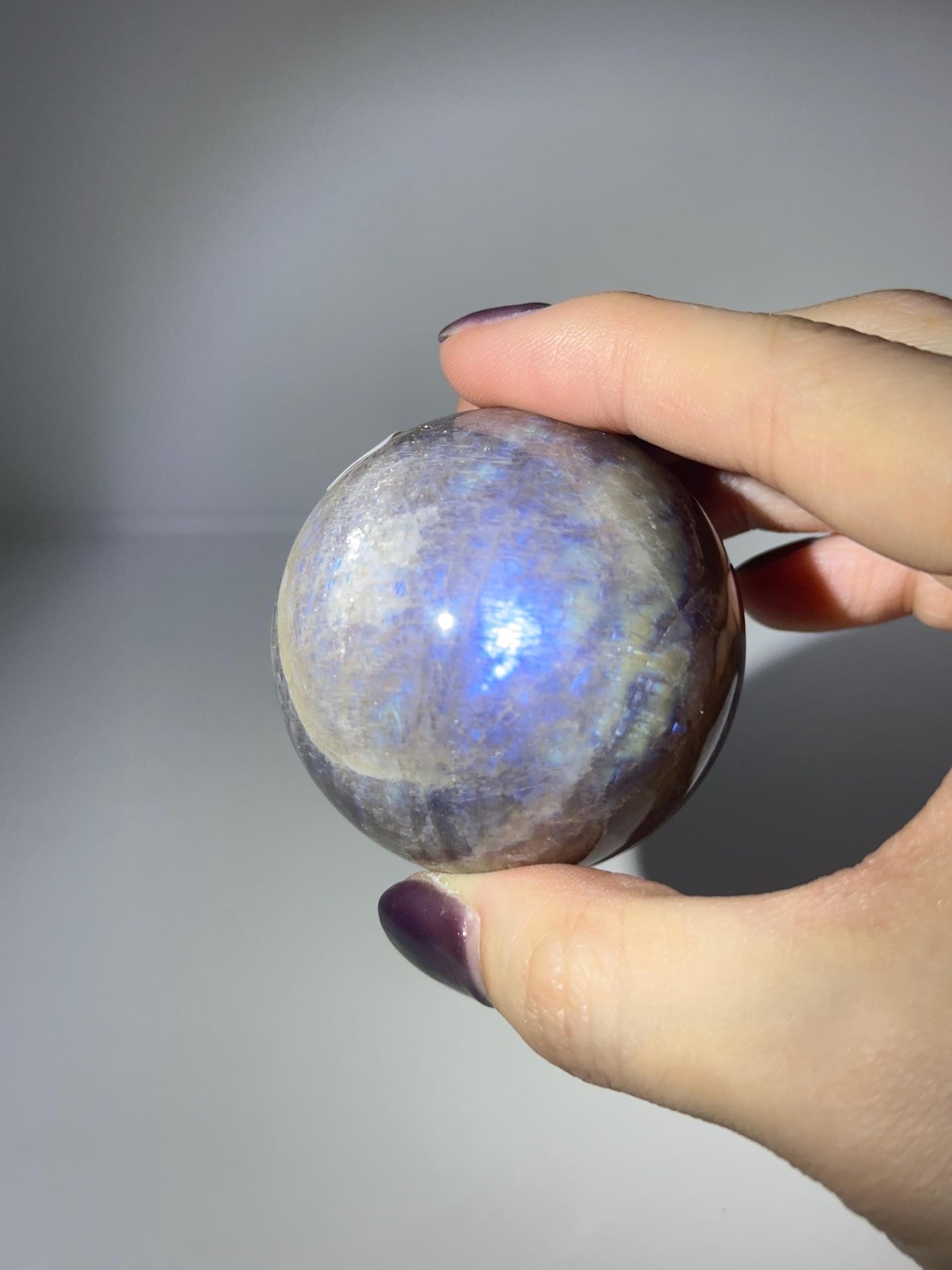 Moonstone Sphere | Natural Moonstone Crystal Ball | Flashing Feldspar Stone Orb for Home Decor Display Aesthetic Accent Piece