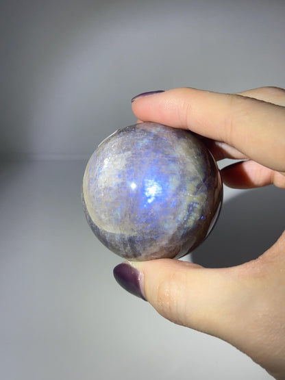 Moonstone Sphere | Natural Moonstone Crystal Ball | Flashing Feldspar Stone Orb for Home Decor Display Aesthetic Accent Piece