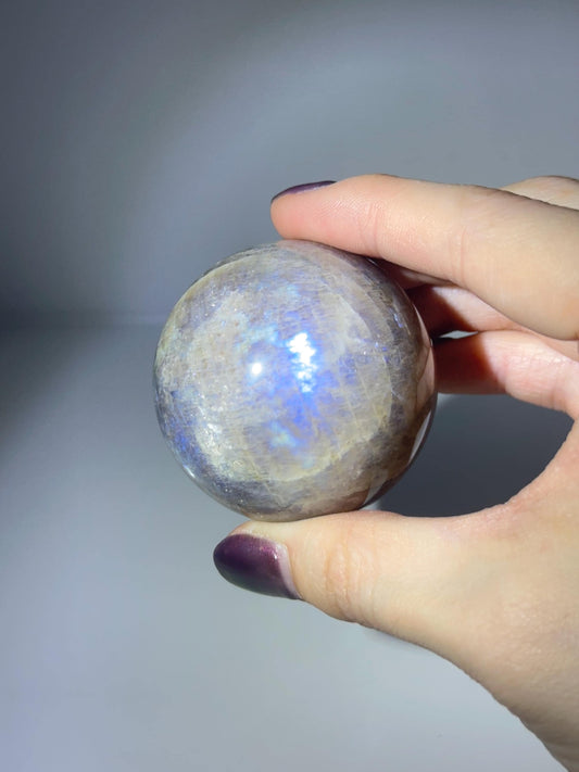 Moonstone Sphere | Natural Moonstone Crystal Ball | Flashing Feldspar Stone Orb for Home Decor Display Aesthetic Accent Piece