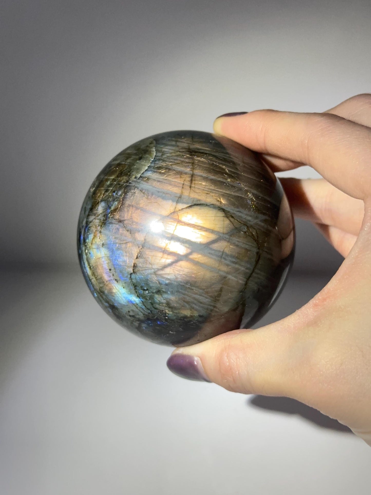 Labradorite Sphere | Natural Labradorite Crystal Ball | Flashing Stone Orb for Home Decor Display Aesthetic Shelf Styling Accent Piece