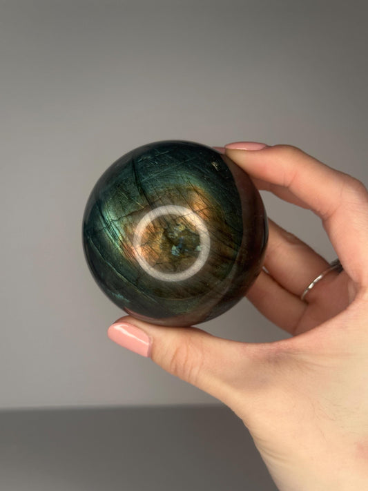 Labradorite Sphere | Natural Labradorite Crystal Ball | Flashing Stone Orb for Home Decor Display Aesthetic Shelf Styling Accent Piece