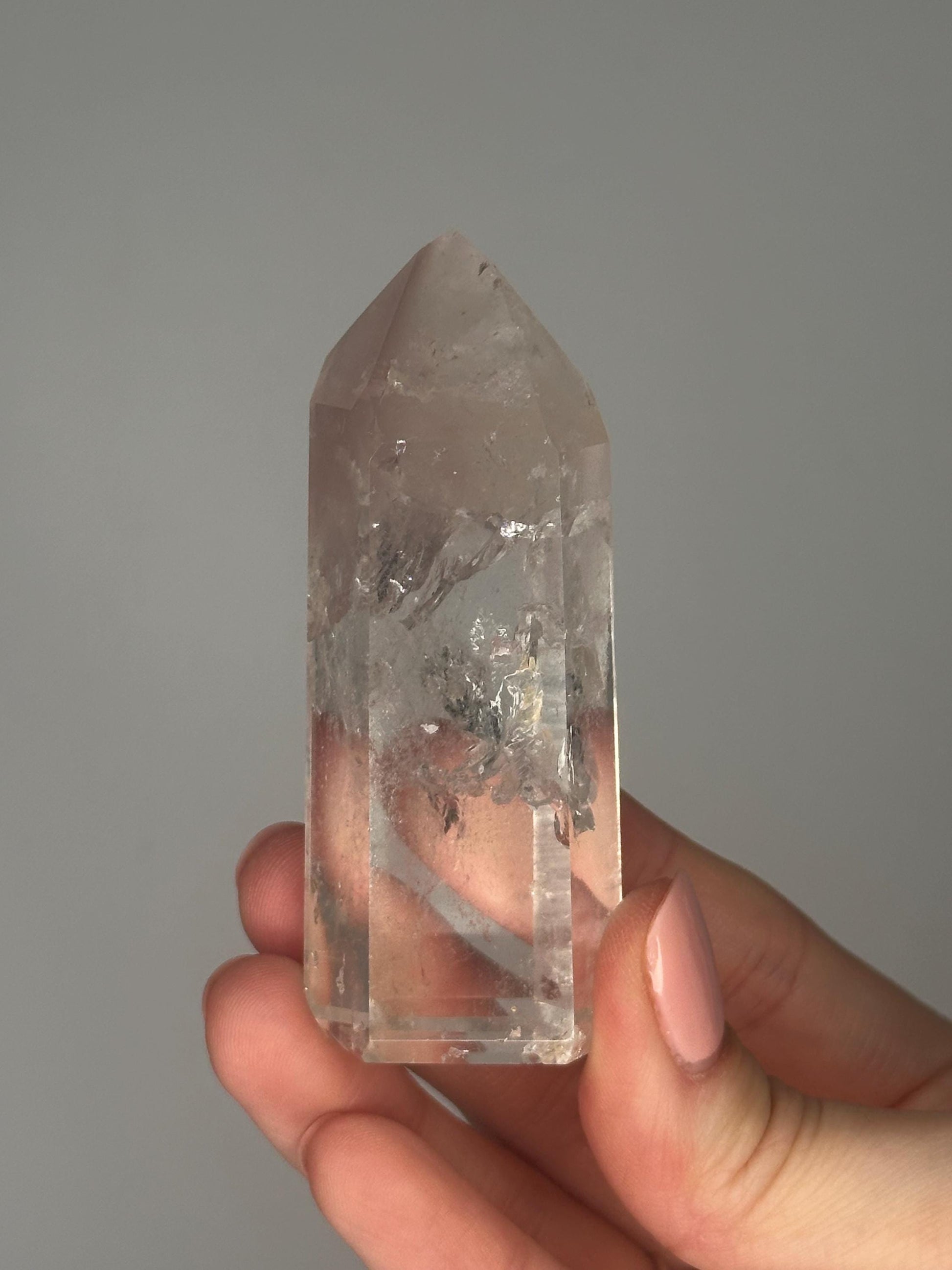 Pink Lithium Quartz Tower – Polished Crystal Point, Natural Soothing Stone for Emotional, Calming Gemstone Decor, Energy Tool