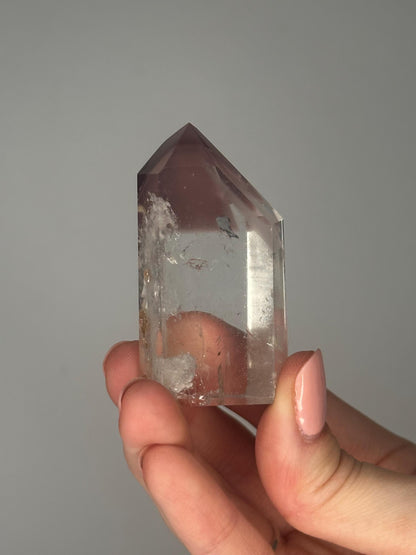 Pink Lithium Quartz Tower – Polished Crystal Point, Natural Soothing Stone for Emotional, Calming Gemstone Decor, Energy Tool