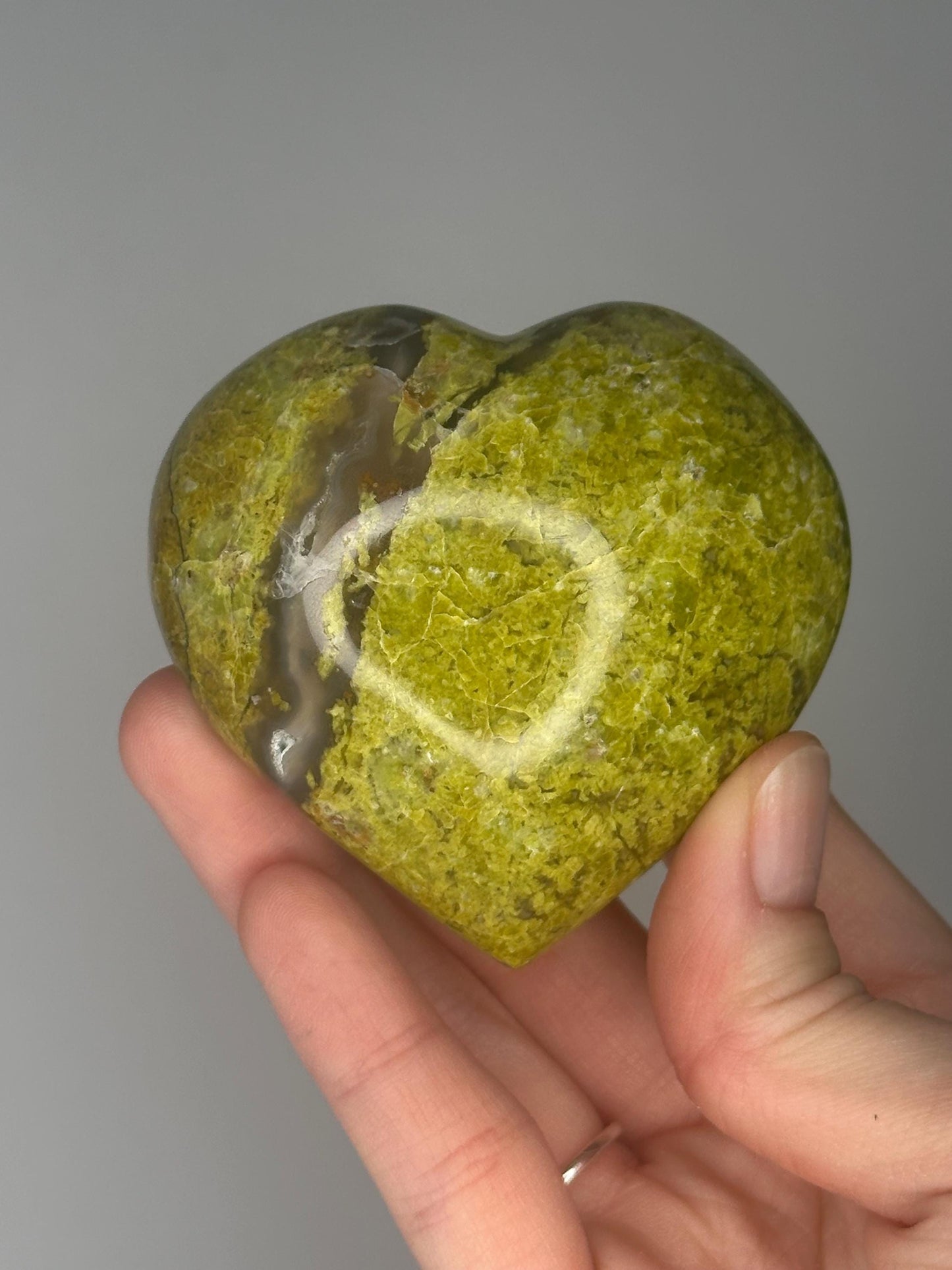 Green Opal Heart from Madagascar | Natural Green Opal Crystal Heart Carving | Decorative Mineral Display Piece for Home Decor Accent