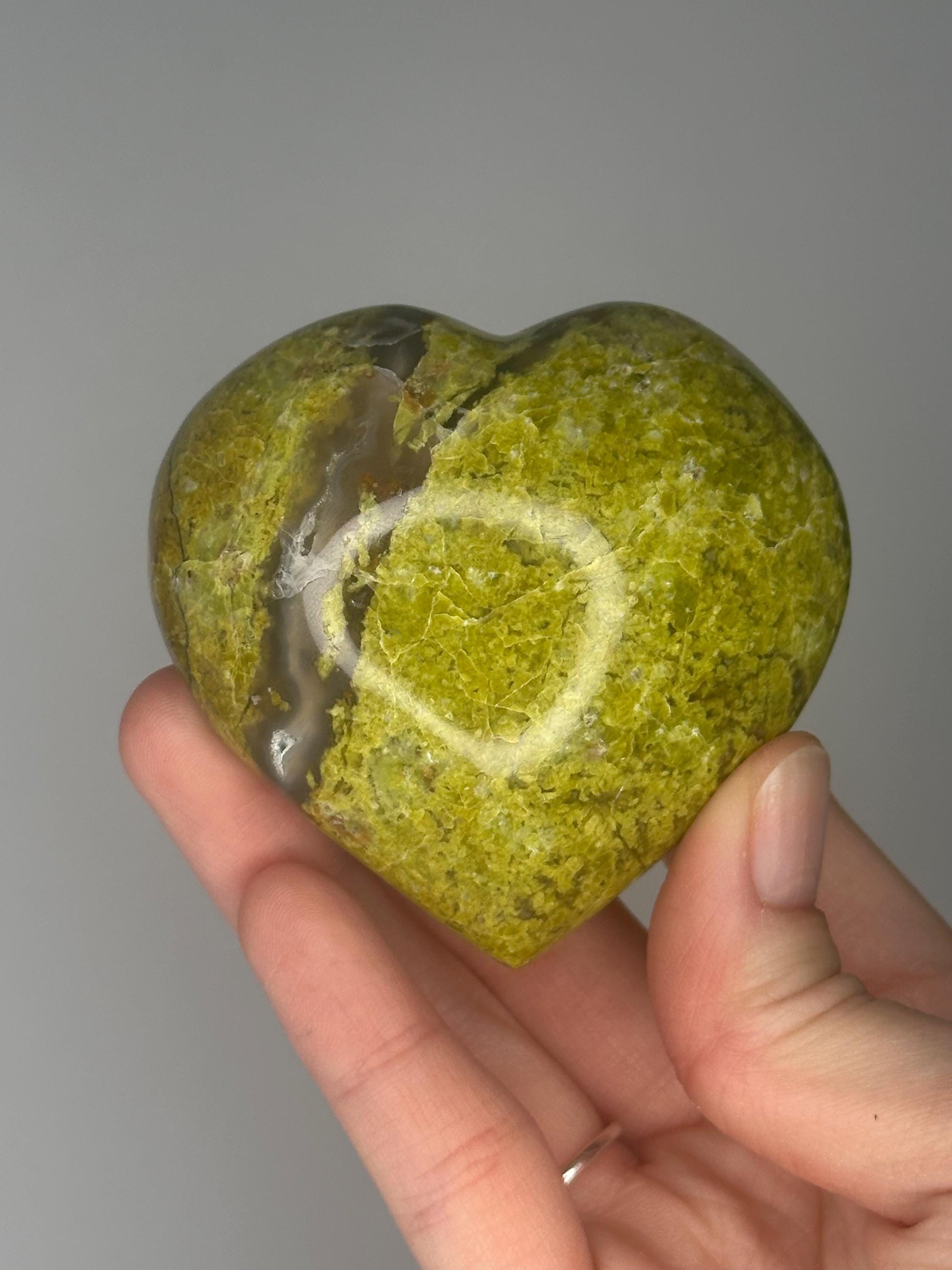 Green Opal Heart from Madagascar | Natural Green Opal Crystal Heart Carving | Decorative Mineral Display Piece for Home Decor Accent