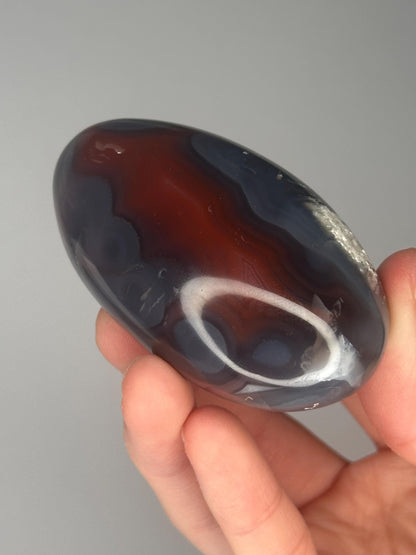 Swazi Agate Palm Stone | Natural Banded Agate Hand Stone | Smooth Polished Mineral Specimen for Collectors & Display