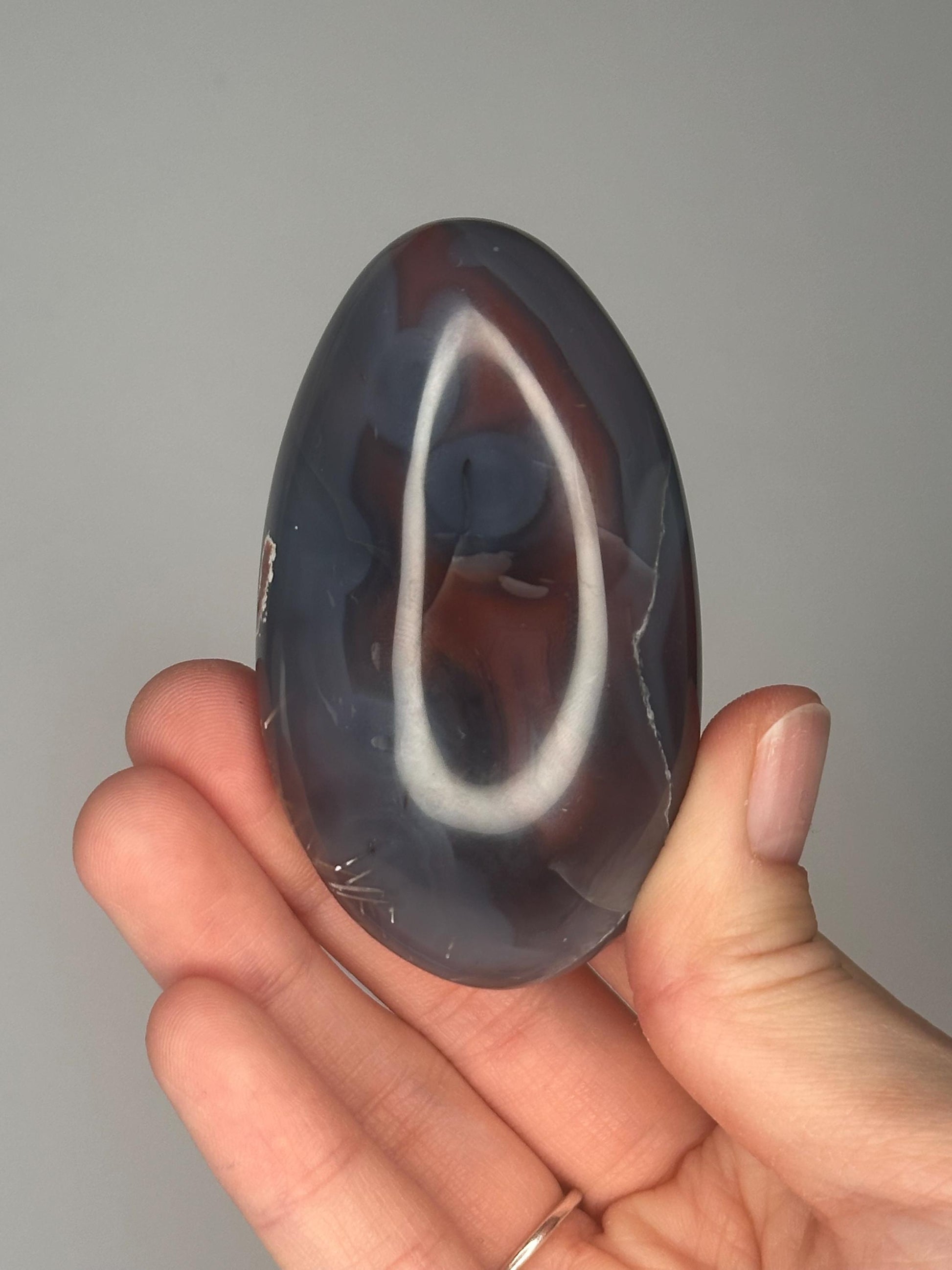 Swazi Agate Palm Stone | Natural Banded Agate Hand Stone | Smooth Polished Mineral Specimen for Collectors & Display