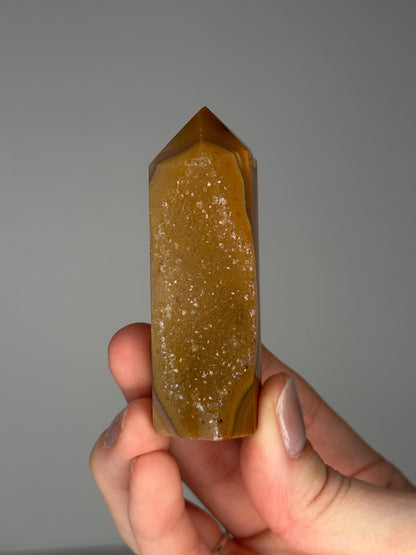 Druzy Agate Tower - YOU PICK | Natural Agate Crystal Point with Sparkling Druzy | Decorative Mineral Display Piece for Home Decor Accent