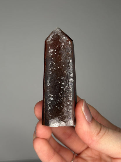 Druzy Agate Tower - YOU PICK | Natural Agate Crystal Point with Sparkling Druzy | Decorative Mineral Display Piece for Home Decor Accent
