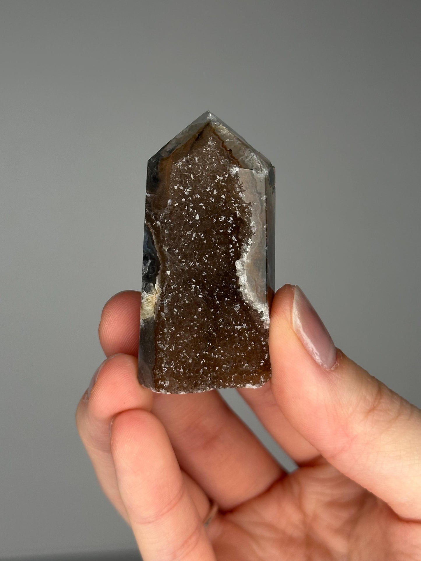 Druzy Agate Tower - YOU PICK | Natural Agate Crystal Point with Sparkling Druzy | Decorative Mineral Display Piece for Home Decor Accent