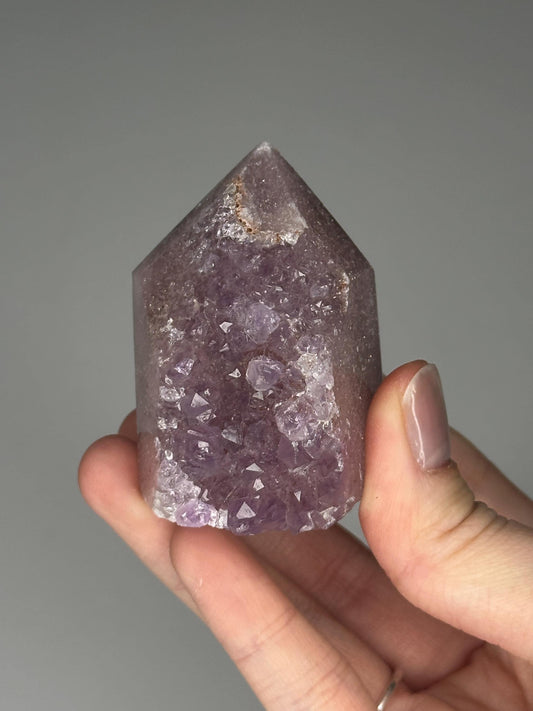 Purple Pink Amethyst Tower | Natural Amethyst Crystal Point | Polished Mineral Display Piece for Home Decor Shelf Accent