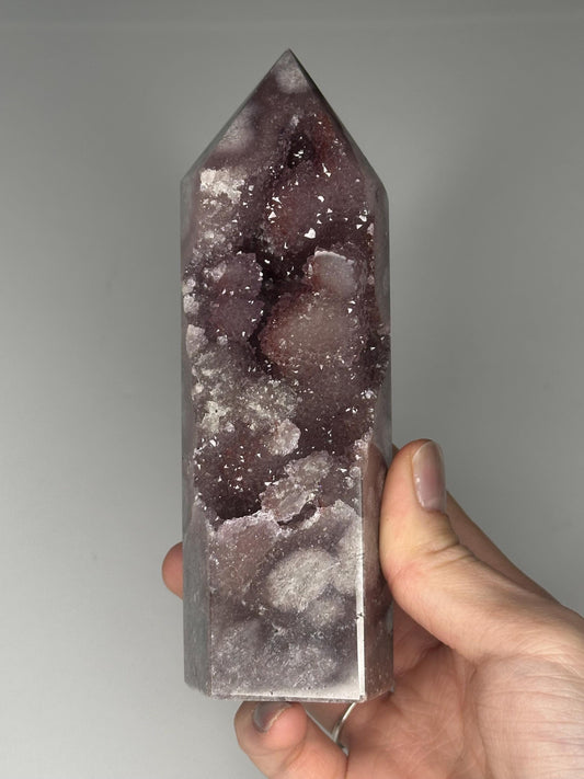 Purple Pink Amethyst Tower | Natural Amethyst Crystal Point | Polished Mineral Display Piece for Home Decor Shelf Accent