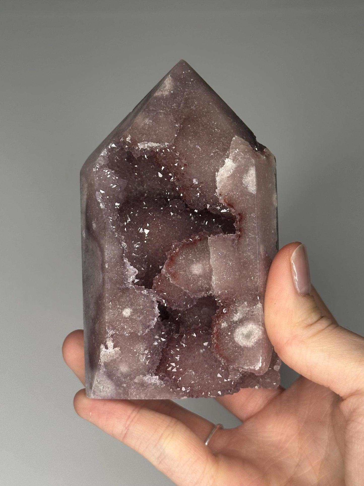 Purple Pink Amethyst Tower | Natural Amethyst Crystal Point | Polished Mineral Display Piece for Home Decor Shelf Accent