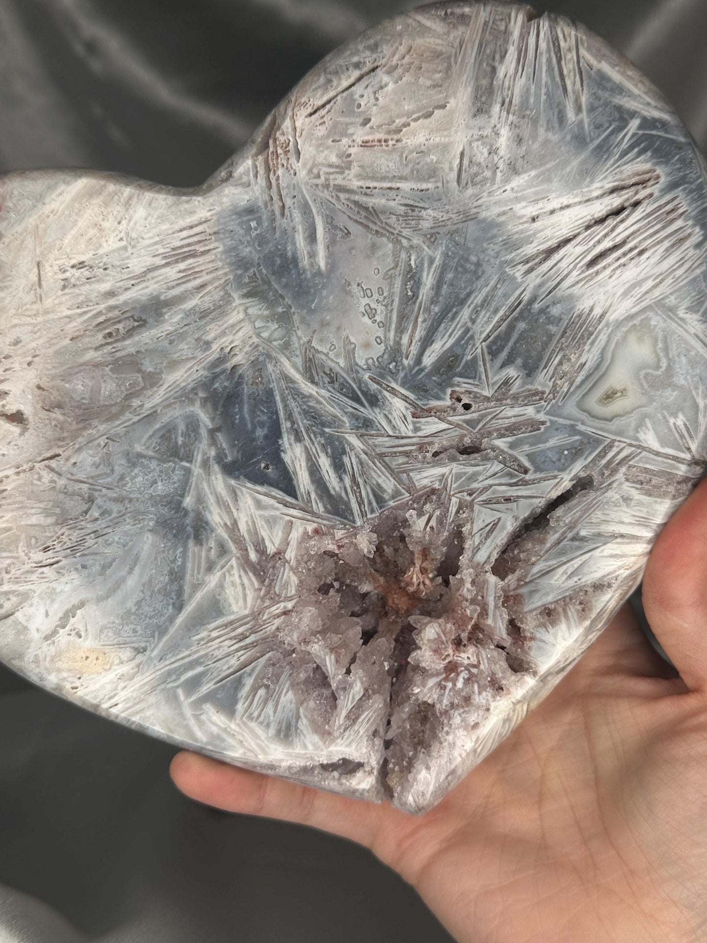 Pink Amethyst Heart on Stand | Soft Blue Pink Crystal Heart Carving | Decorative Mineral Display Piece for Home Decor Accent
